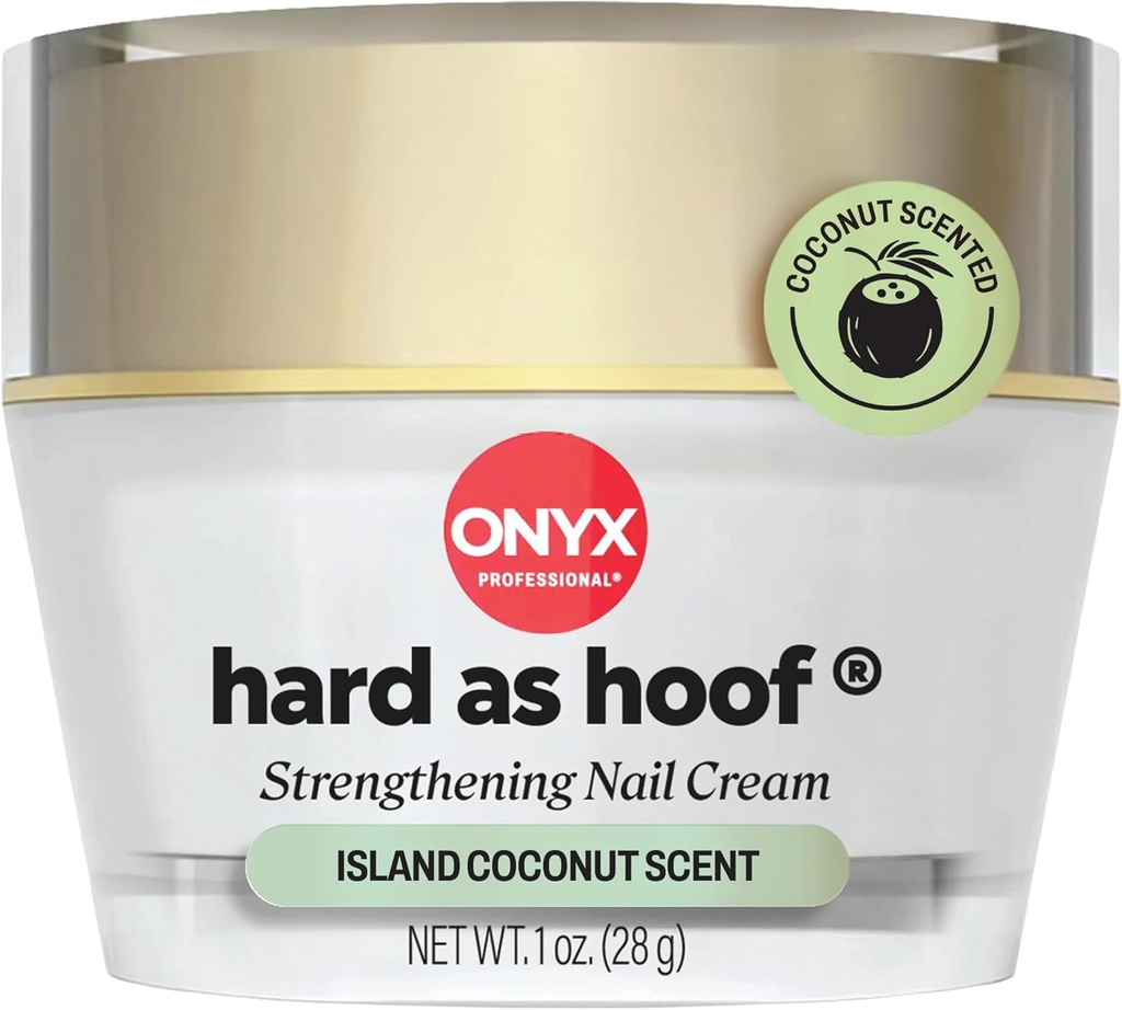 Onyx Professional Hard as Hoof Nail Strengthening Cream, Coconut Scent - Nail Growth and Conditioning Cuticle Cream Stops Splits, Chips, Cracks & Strengthens Nails, 1 oz (ONESIZE)