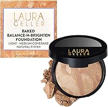 LAURA GELLER NEW YORK Award-Winning Baked Balance-n-Brighten Color Correcting Powder Foundation – Handmade in Italy – Buildable Coverage, Matte Finish – For Mature & Sensitive Skin – 03 Light