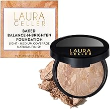 LAURA GELLER NEW YORK Award-Winning Baked Balance-n-Brighten Color Correcting Powder Foundation - Fair - Buildable Light to Medium Coverage - Demi-Matte Natural Finish