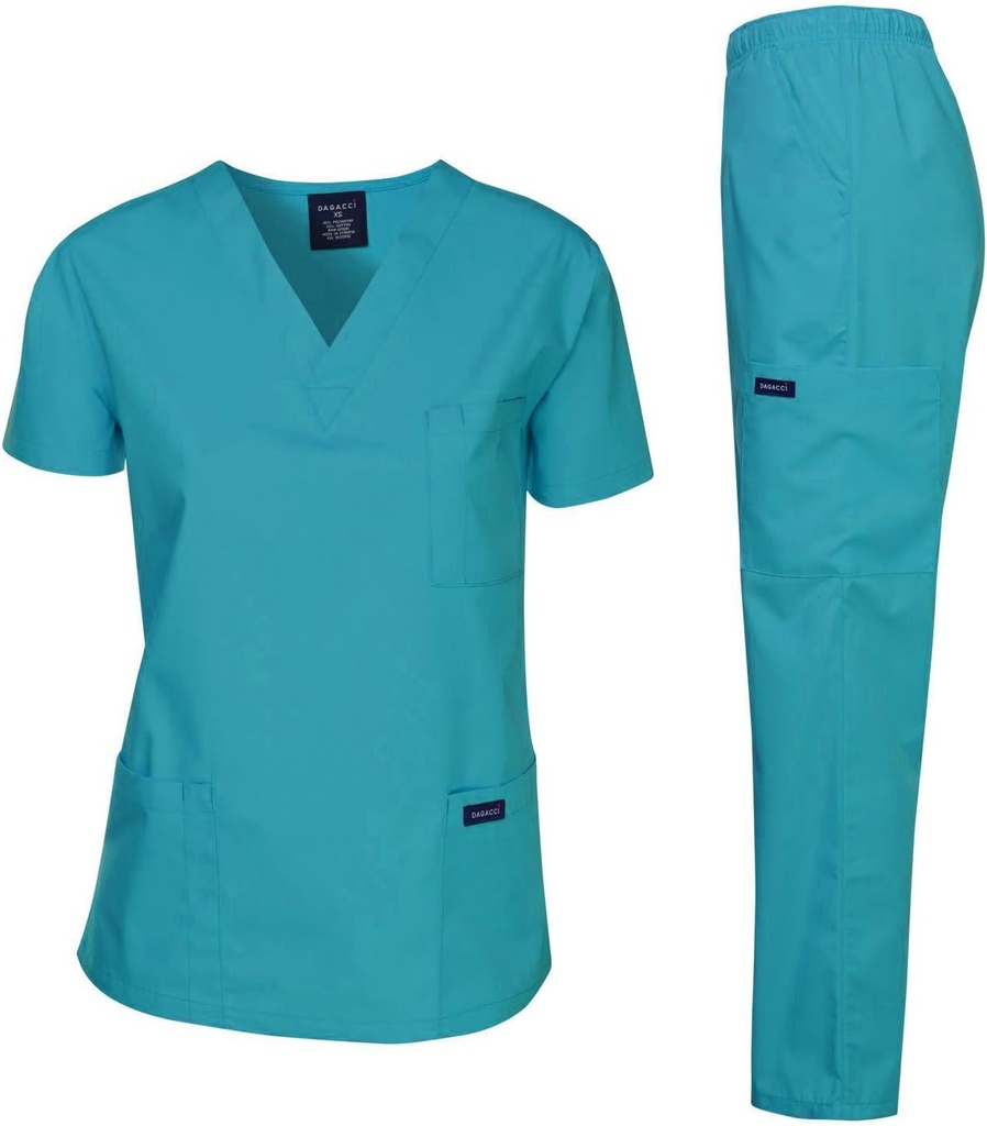 Dagacci Scrubs Medical Uniform Women and Man Scrubs Set Medical Scrubs Top and Pants (ONESIZE)