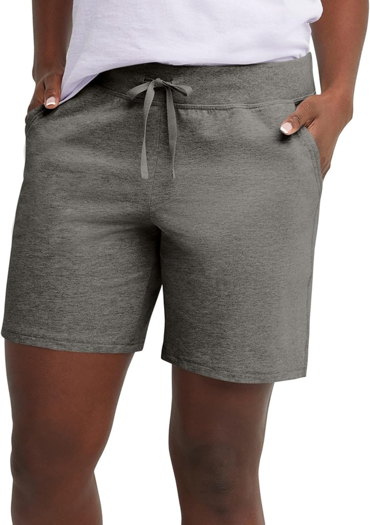 Women's Jersey Pocket Shorts, Drawstring Cotton Jersey Shorts, 7" Inseam