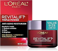 L'Oreal Paris Revitalift Triple Power Anti-Aging Face Moisturizer, Pro Retinol, Hyaluronic Acid & Vitamin C to Reduce Wrinkles, Firm & Brighten Skin, 2.55 Oz