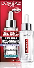 L'Oreal Paris Revitalift 1.5% Pure Hyaluronic Acid Serum for Face, Anti Aging Serum to Hydrate Skin & Reduce Wrinkles, Fragrance Free Skin Care for All Skin Types, 1 Oz