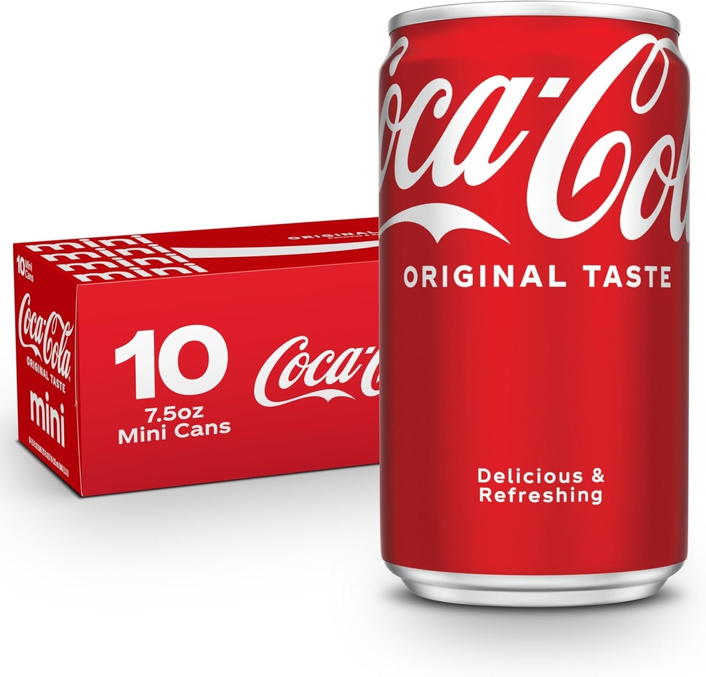 Coca-Cola Soda Soft Drink Fridge Pack Mini Cans, 7.5 fl oz, 10 Pack