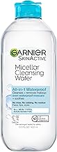 Garnier Micellar Water For Waterproof Makeup, Hydrating Facial Cleanser & Makeup Remover, Suitable for Sensitive Skin, Vegan, Cruelty Free, 13.5 Fl Oz (400mL), 1 Count