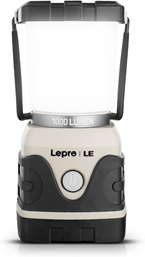 Lepro 1000LM Battery Powered LED Camping Lantern, White Tent Light with 4 Light Modes, Camping Essentials, Waterproof Lantern Flashlight for Camping, Emergency Light, Power Outage, Not Rechargeable