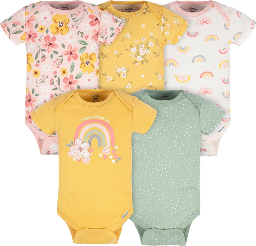 Unisex Baby 5-Pack Short-Sleeve Onesies (ONESIZE)