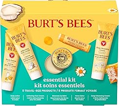 Burt's Bees Valentine's Day Gift Ideas - Essentials Everyday Set, 5 Travel Size Products - Deep Cleansing Cream, Hand Salve, Body Lotion, Foot Cream and Original Lip Balm