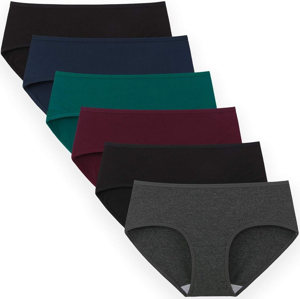 Womens Underwear Cotton Hipster Panties Regular & Plus Size 6-Pack (ONESIZE)