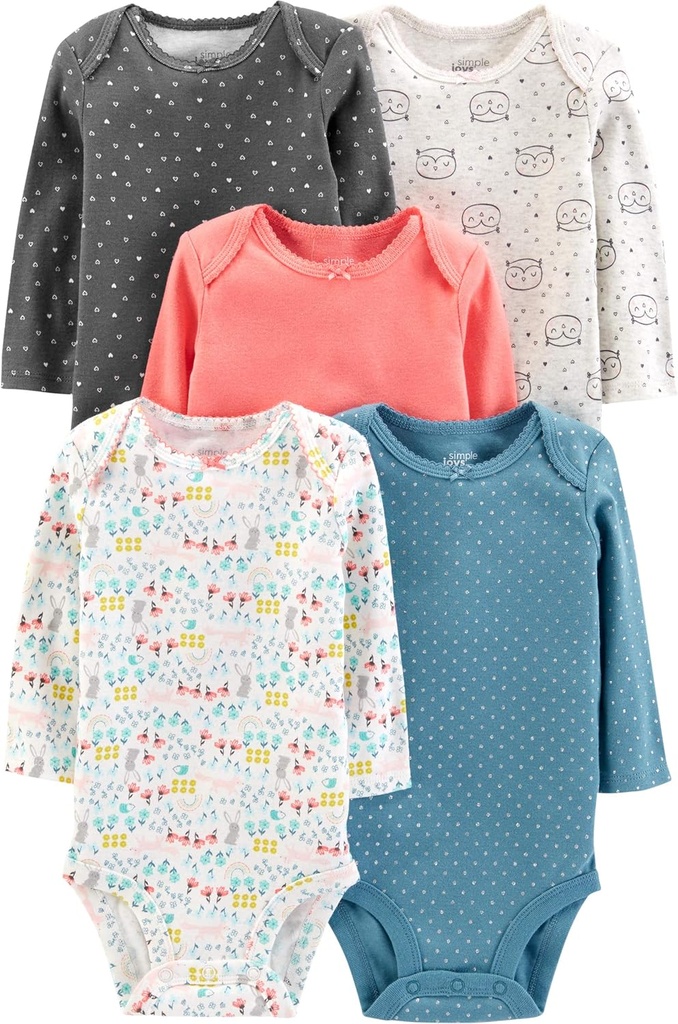 baby-girls 5-pack Long-sleeve Bodysuit