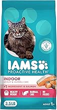 IAMS Proactive Health Indoor Weight Control & Hairball Care Adult Dry Cat Food, Salmon Recipe, 3.5 lb. Bag