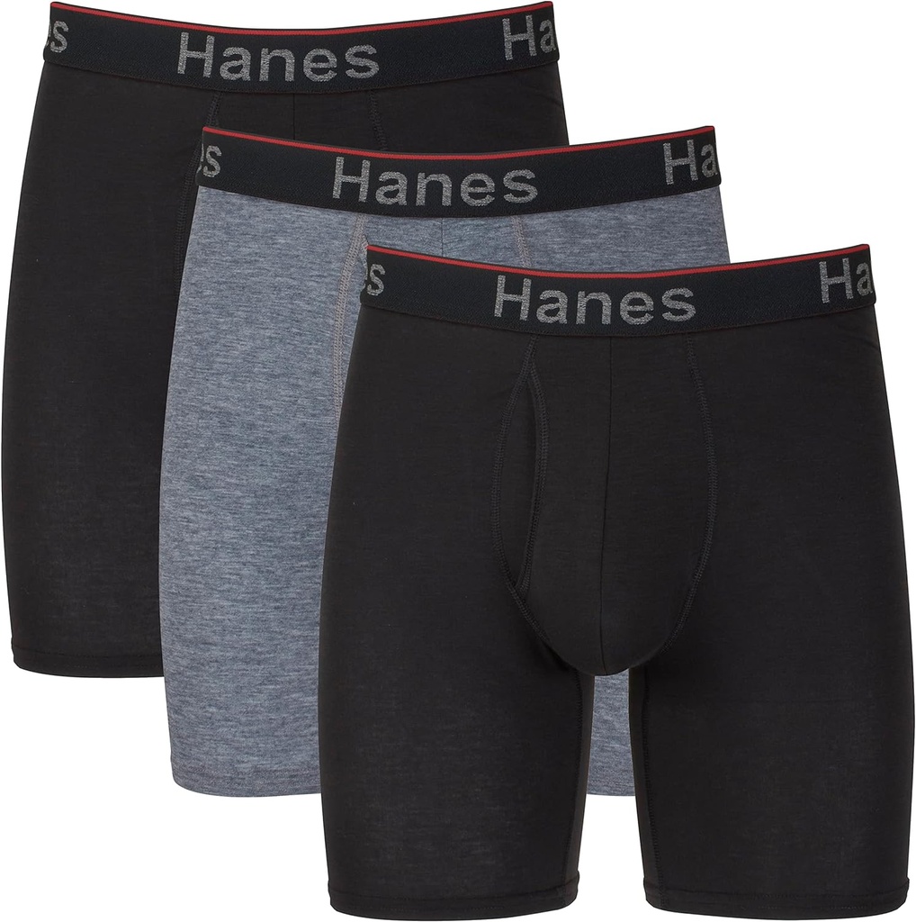Men's Anti-Chafing Underwear Pack, 3-Pack, Total Support Pouch Moisture-Wicking Boxer Briefs, Trunks, or Long Leg
