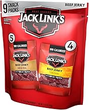 Jack Link's Beef Jerky Variety Pack - Original and Teriyaki - (9 Pack) 1.25 oz Bag - Ready to Eat Protein Snacks - 13g Protein per Serving - Made with 100% Real Beef