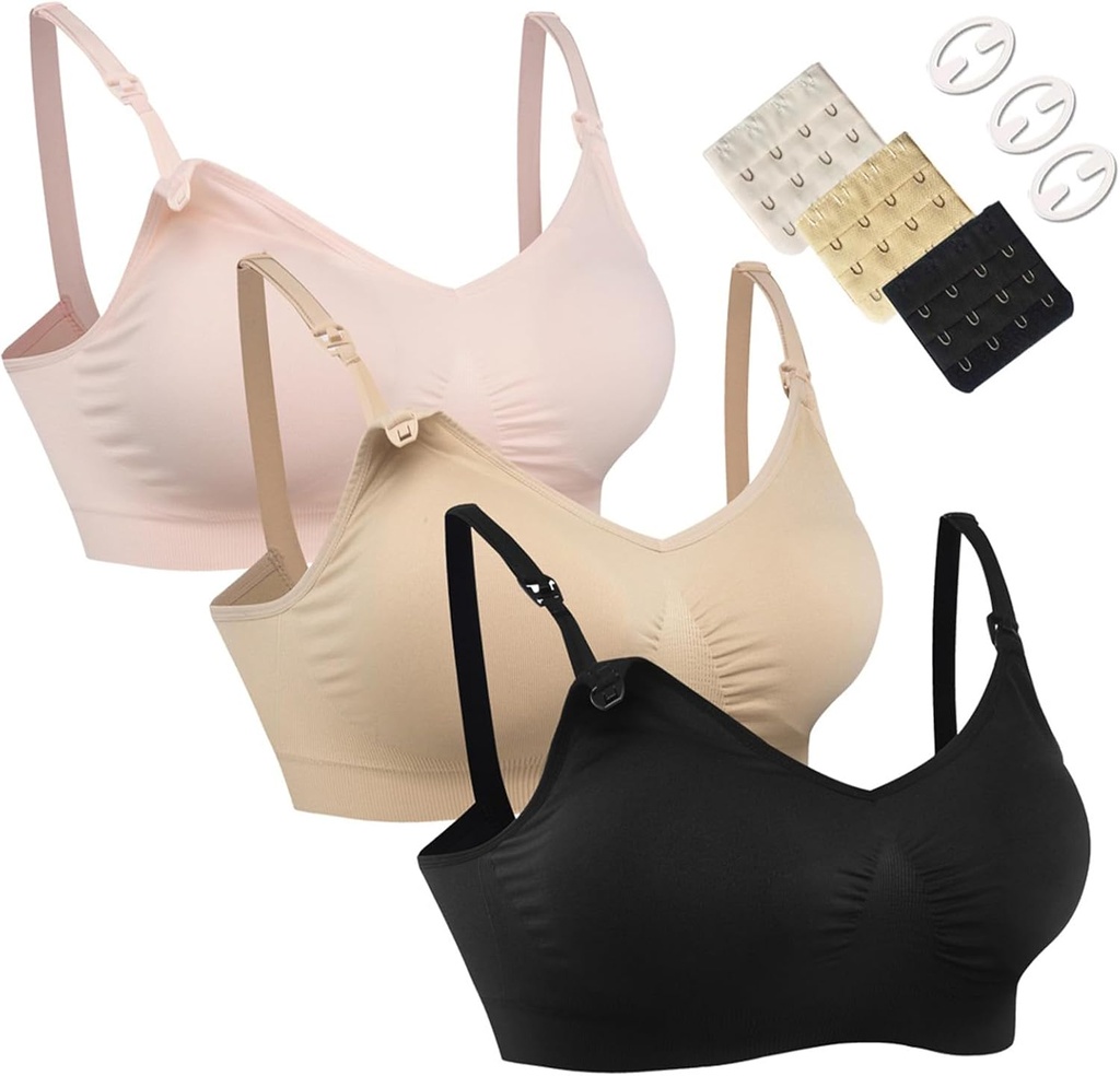 maternal and baby products hofish 3pack full bust seamless nursing maternity bras bralette s-xxl with extra bra extenders clips