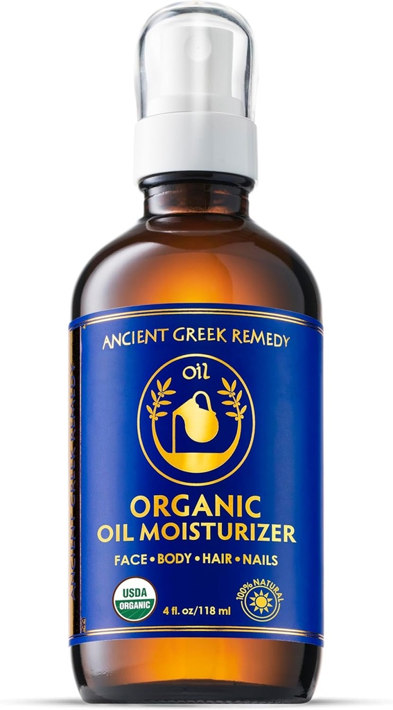 Ancient Greek Remedy Body Oil - Organic After Shower Face Oil & Body Moisturizer for Dry Skin - Almond, Jojoba, Olive, Lavender, Vitamin E Oils - Natural Clean Facial Skincare for Women & Men 4 oz