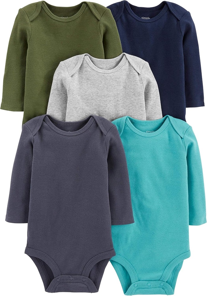 Baby-Boys Long-Sleeve Bodysuit Pack of 5Bodysuit (ONESIZE)