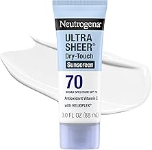 Neutrogena Ultra Sheer Dry-Touch Sunscreen Lotion SPF 70, Broad Spectrum, Water Resistant 80 Min, Oil-Free, Oxybenzone-Free, Non-Comedogenic, Matte Finish, Body Sunscreen, Travel Size 3 Fl Oz