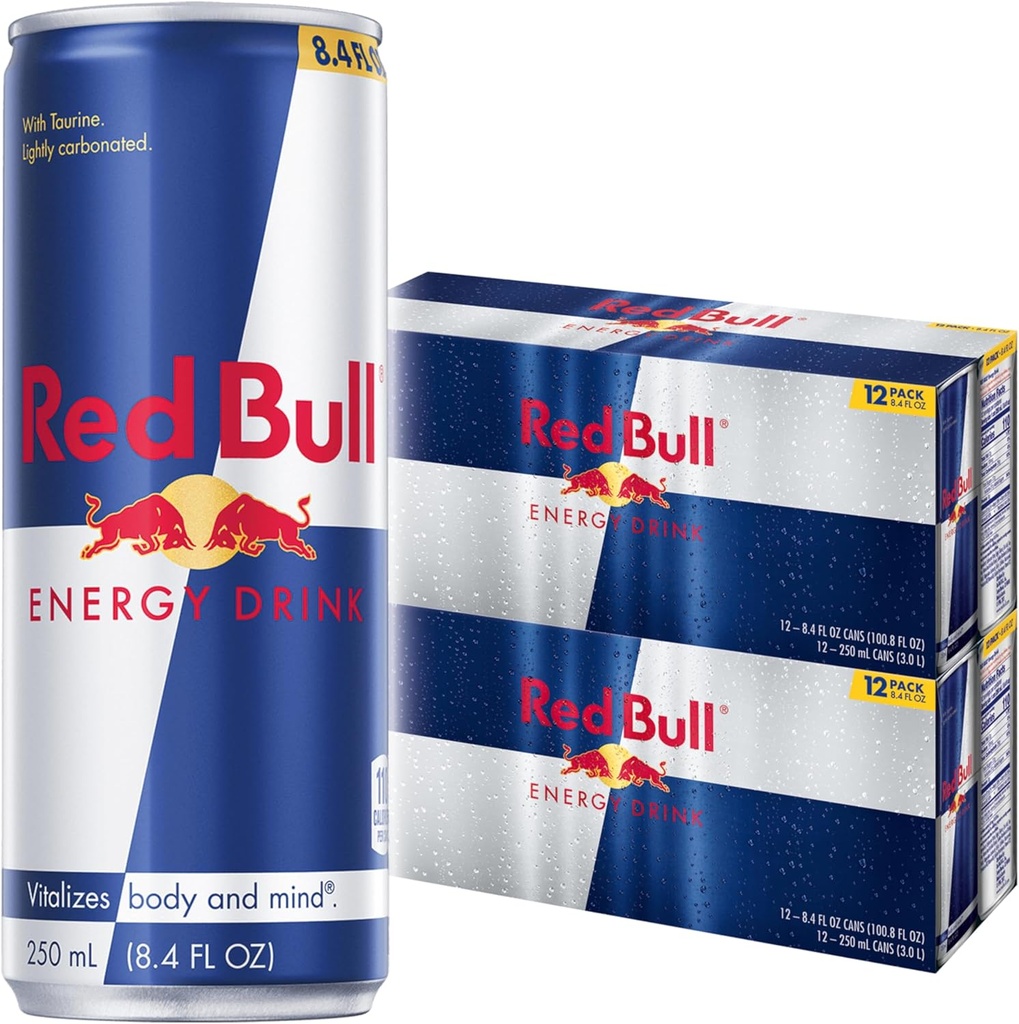 Red Bull Energy Drink with 80mg Caffeine plus Taurine & B Vitamins, 8.4 Fl Oz, 2 Packs of 12 Cans (Pack of 24)