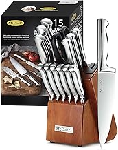 McCook® Knife Sets, German Stainless Steel Kitchen Knife Block Sets with Built-in Sharpener (ONESIZE)