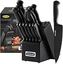 McCook® Knife Sets,German Stainless Steel Knife Block Sets with Built-in Sharpener, Black (ONESIZE)