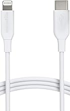 Amazon Basics USB-C to Lightning Charger Cable, Apple MFi Certified for iPhone 14 13 12 11 X Xs Pro, Pro Max, Plus, iPad, Fast Charging, High Speed Data Sync, 6 ft, White