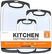 Cutting Boards for Kitchen - BPA-Free Chopping Board - Different Sizes & Non Slip Handles - Reversible, Large Cutting Board Set - Unique Gifts for Cooks Who Have Everything - 3-Pack Gray