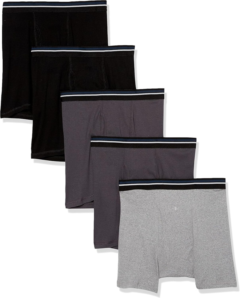 Men's Breathable Cotton Underwear Boxer Briefs, Tag-Free, Pack of 5