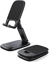 Lamicall Cell Phone Stand for Desk - [Height Adjustable] Foldable Mobile Phone Holder, Portable Stand for iPhone 17 16 15 14 13 12 11 Pro Max Plus Air, Galaxy S25, Telephone, Office Gift Accessories