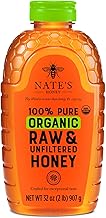 Nate's Organic 100% Pure, Raw & Unfiltered Honey - USDA Certified Organic - 32oz. Squeeze Bottle