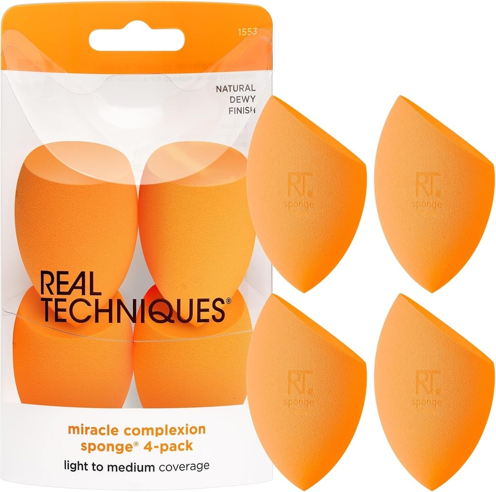 Real Techniques Miracle Complexion Beauty Sponge Makeup Blender, Set of 4