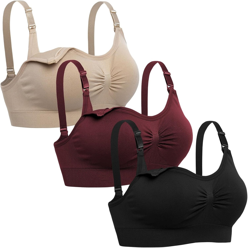 Womens Seamless Nursing Bra Sleeping Maternity Bralette for Breastfeeding Pack of 3