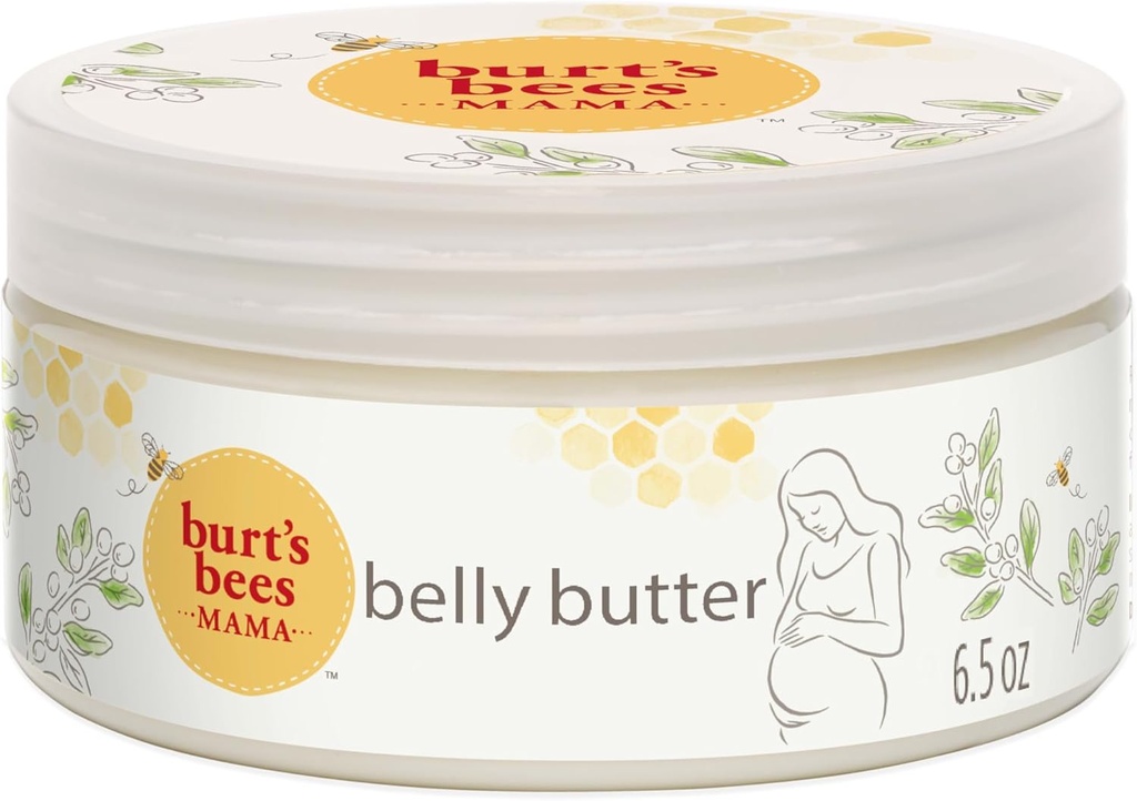 Burt's Bees Mama Belly Butter Stretch Mark Cream for Pregnancy Massages Body & Reduces Scar Appearance, Prenatal & Postnatal Tummy Skin Care, Shea Butter & Vitamin E Rich Formula, 6.5 Oz Tub