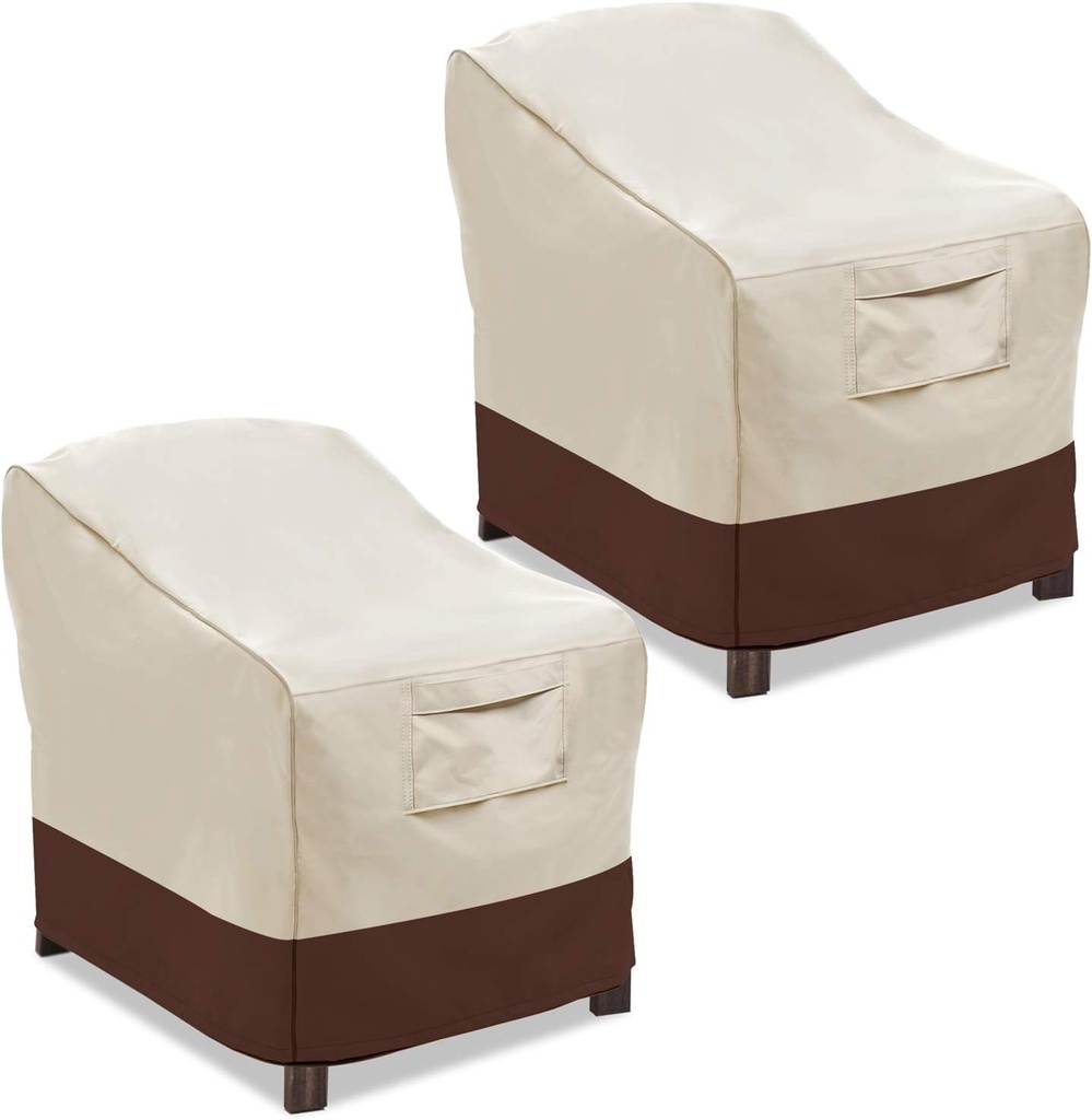 Vailge Patio Chair Covers, Lounge Deep Seat Cover, Heavy Duty and Waterproof Outdoor Lawn Patio Furniture Covers (2 Pack - Large, Beige & Brown) (ONESIZE)