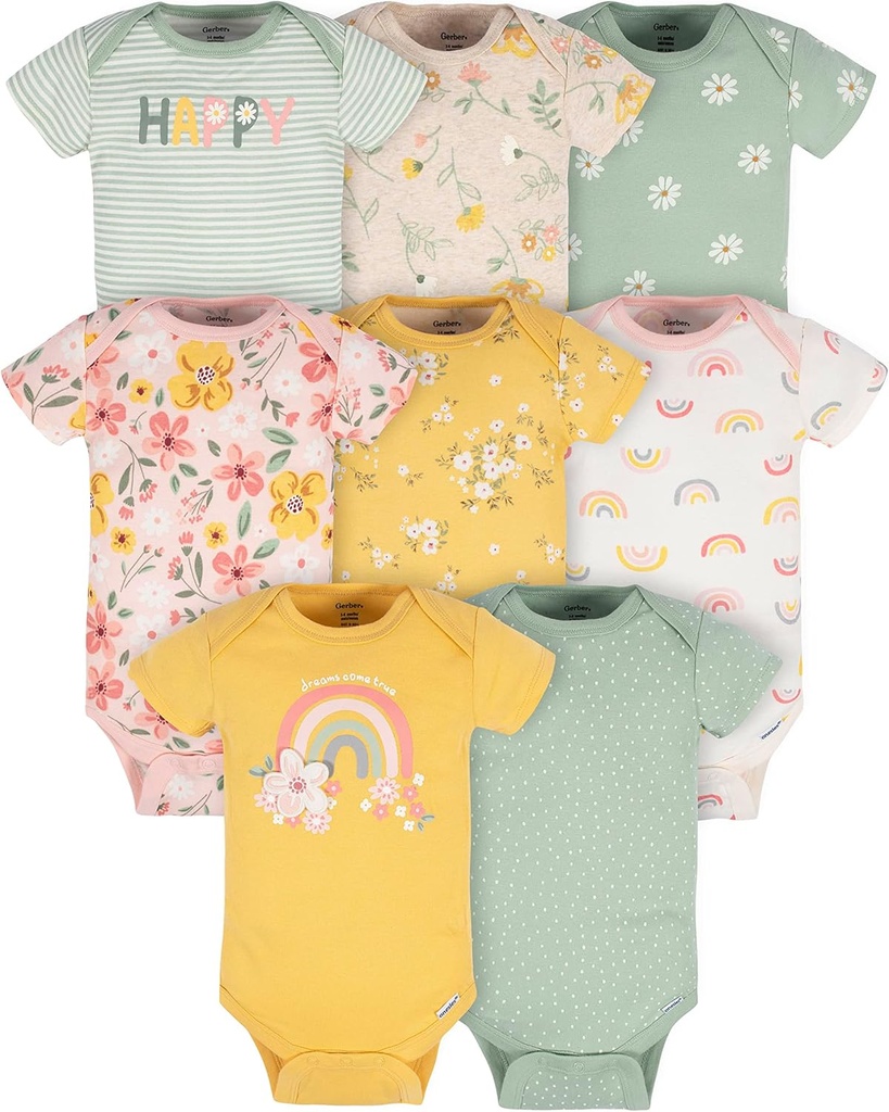 Baby Girls' 8-pack Short Sleeve Onesies Bodysuits (ONESIZE)