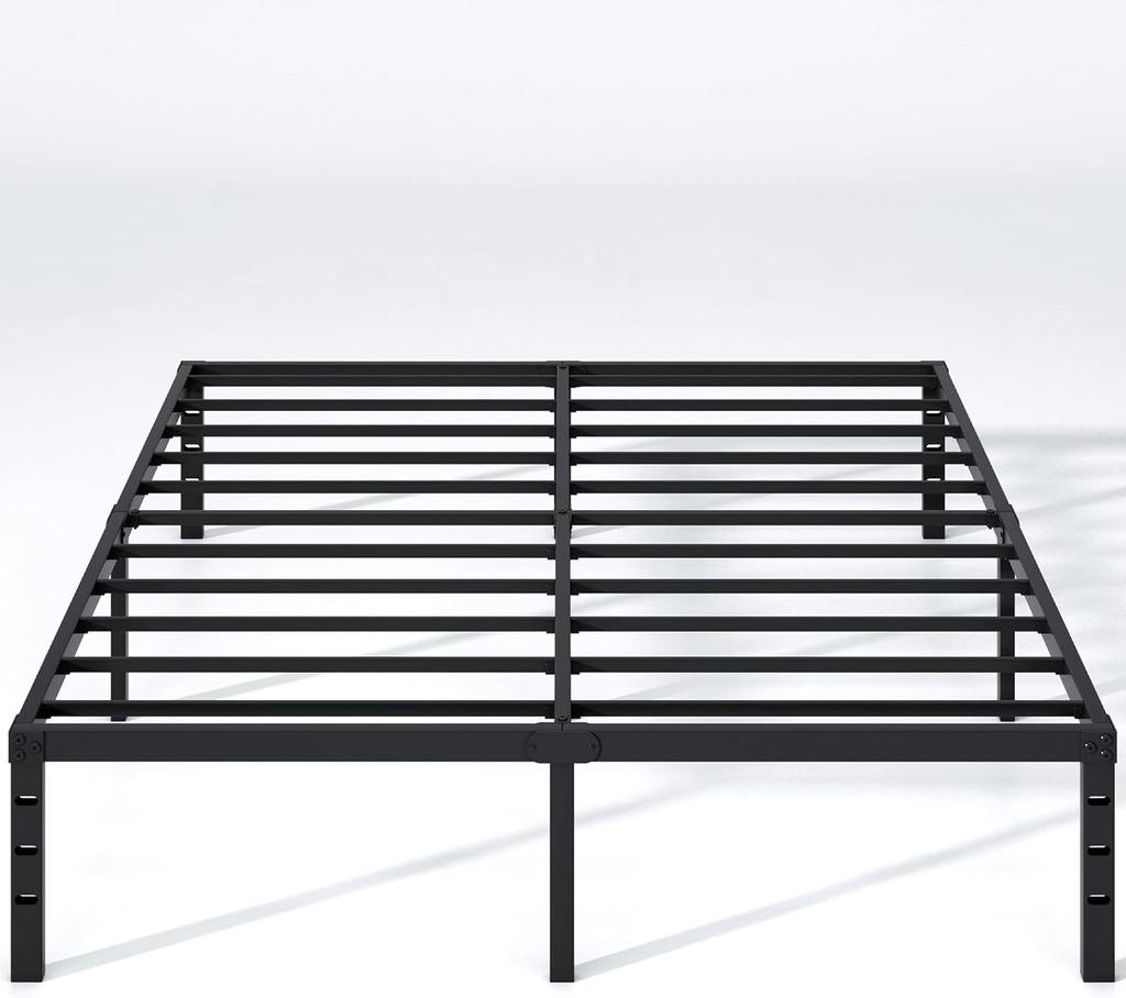 NEW JETO Metal Bed Frame,Queen Size Bed Frame with Storage Space,Heavy Duty Sturdy Mattress Foundation,Easy Assembly,No Box Spring Needed, Black,14 Inch,Queen,Bedroom Furniture