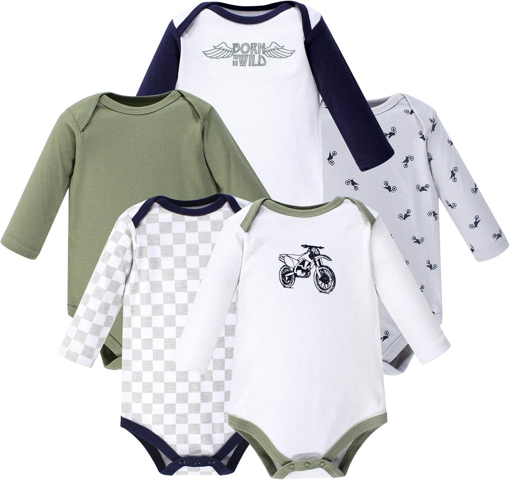 baby-boys Cotton Long-sleeve Bodysuits 5-pack (ONESIZE)