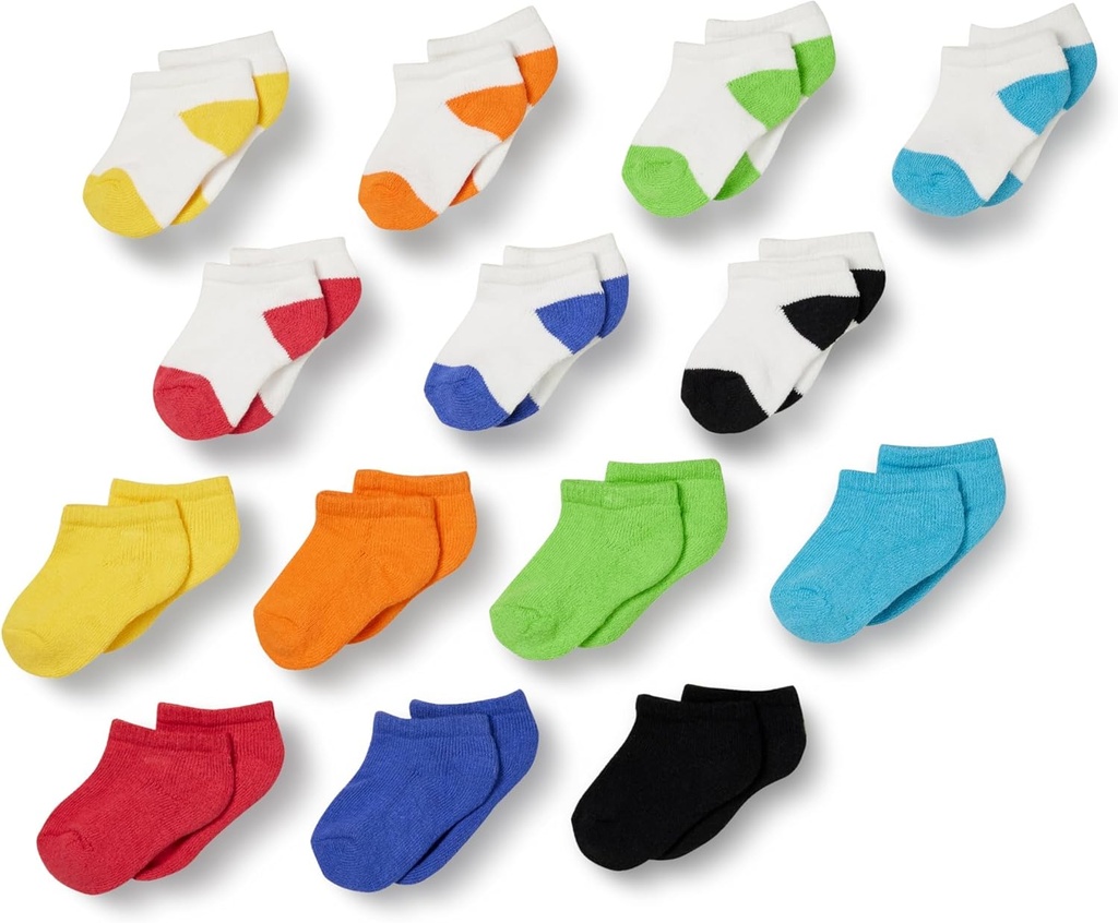 Unisex Kids and Toddlers' Cotton Low Cut Cushioned Socks for Boys Girls Toddlers, 14 Pairs