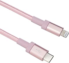 Amazon Basics USB-C to Lightning Cable, MFi Certified Charger with Power Delivery, Nylon Braided Cord for Apple iPhone 14 13 12 11 X Xs Pro, Pro Max, Plus, iPad, 6 Foot, Rose Gold