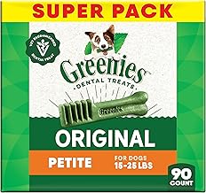 Greenies Veterinarian-Recommended Adult Natural Dental Dog Treats Petite Size, Dog Dental Chews, Original Flavor, 54 oz. Pack, 90 Count