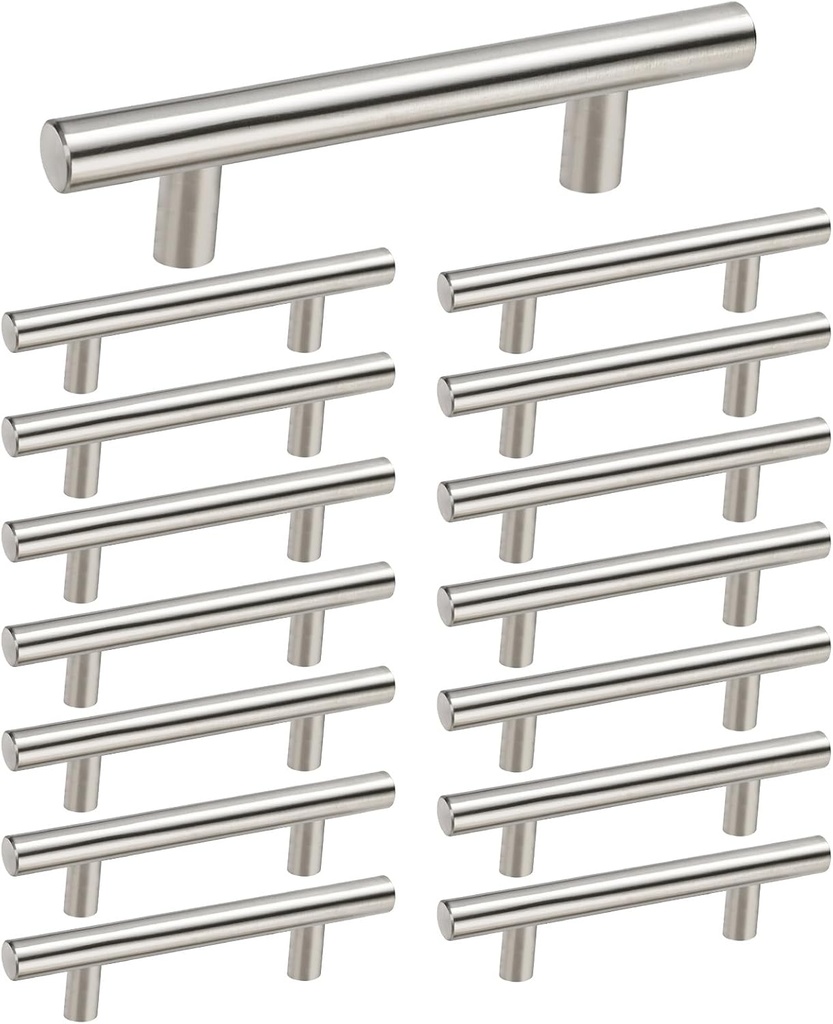 homdiy 15 Pack Brushed Nickel Cabinet Pulls 3 Inch Handles Stainless Steel Cabinet Hardware for Kitchen and Bathroom Cabinets, 5 Inch Overall Drawer Pull