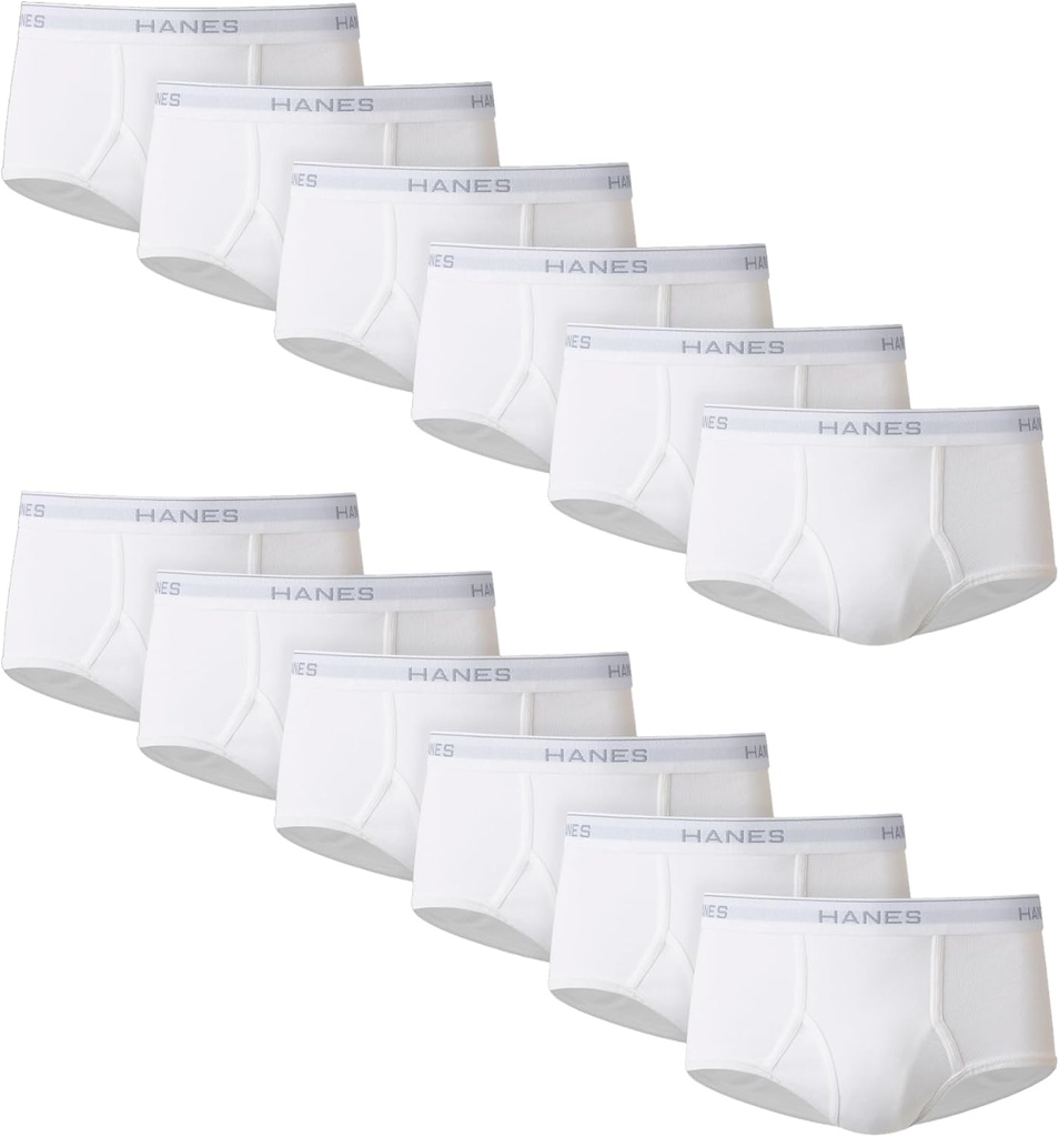 Men's Underwear Brief Pack, Full Rise Cotton Briefs, Moisture-Wicking Underwear, White, Multi-pack