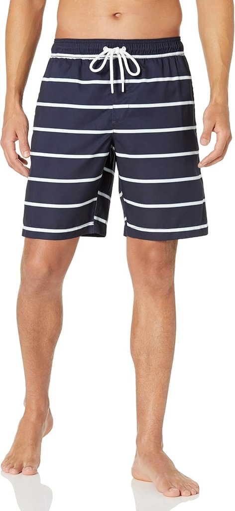 Mens 9" Swim Trunks with Mesh Lining, Pockets, Drawstring Closure