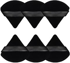 Pimoys 6 Pcs Powder Puff, Valentines Day Gifts Face Soft Triangle Makeup Puff Velour Makeup Sponge for Loose Powder (Black)