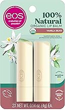 eos 100% Natural & Organic Lip Balm Sticks - Vanilla Bean, All Natural Lip Balm, All-Day Moisture, Dermatologist Recommended, 0.14 oz, 2-Pack