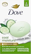 Dove Beauty Bar Soap Cool Moisture Cucumber & Green Tea Scent, 6 Bars for Refreshed Skin, Leaves Skin Refreshed 3.75 oz