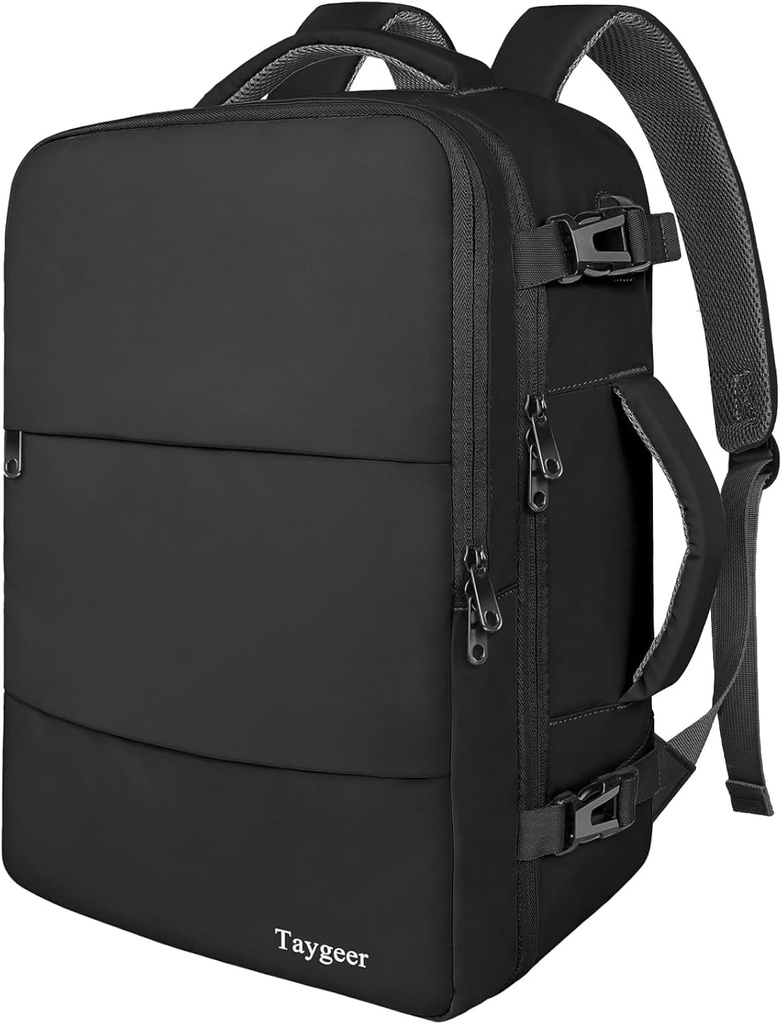 Travel Backpack for Men Women, Carry On Backpack with Shoe Pouch, TSA 17.3inch Laptop Mochila Flight Approved, Nurse Bag Casual Daypack for Weekender Business Hiking,Black