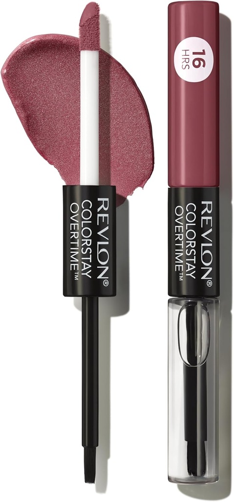 Revlon Liquid Lipstick with Clear Lip Gloss, ColorStay Overtime Lipcolor, Dual Ended with Vitamin E, 270 Relentless Raisin, 0.07 Fl Oz