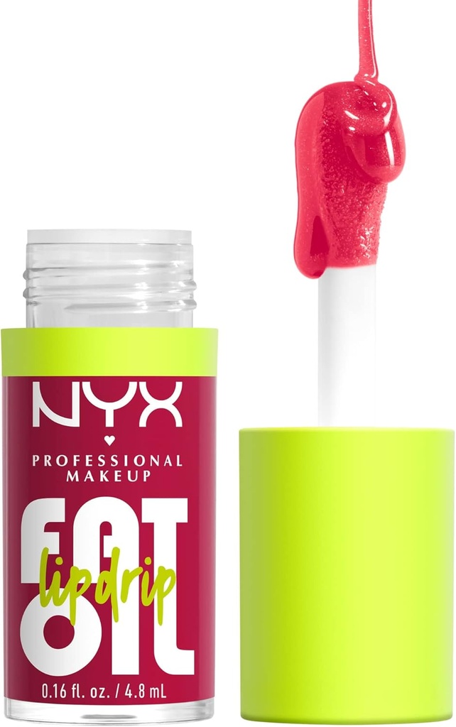 NYX PROFESSIONAL MAKEUP Fat Oil Lip Drip, Moisturizing Lip Oil Gloss, Vegan Tinted Formula, Up to 12 HR Hydration - Newsfeed (Rose Nude)