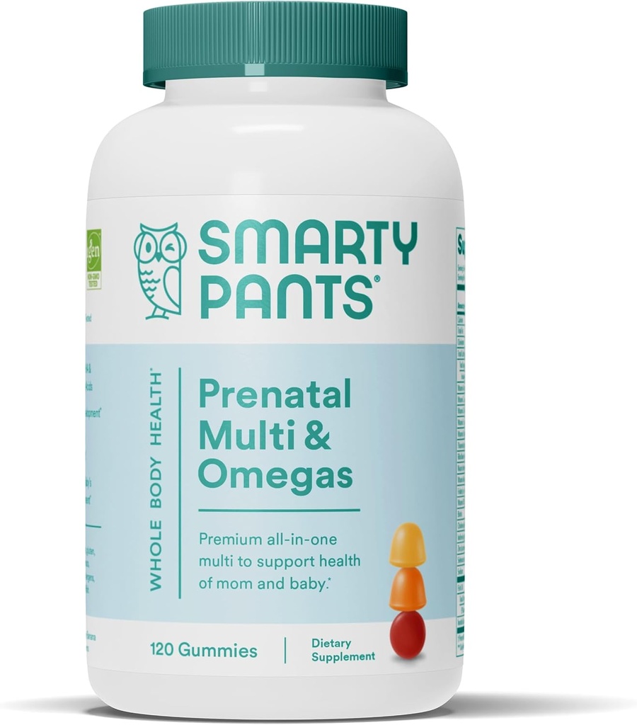 maternal and baby products smartypants prenatal vitamins for women multivitamin gummies omega 3 fish oil epa dha biotin methylfolate vitamin d3 c vitamin b12 b6 a k zinc inositol 120 count 30 day supp