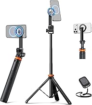 EUCOS 63" Magsafe Tripod, Tripod for iPhone & Magnetic Selfie Stick Tripod with Remote, Strong Magnetic Phone Holder for Magsafe, Extendable Phone Tripod Stand for iPhone/Android